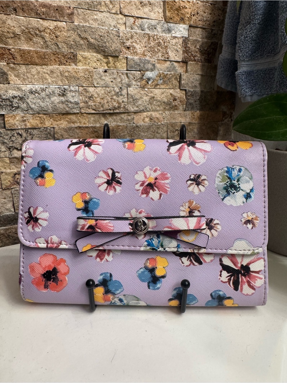 Nine West Lavender Floral Bow Wallet